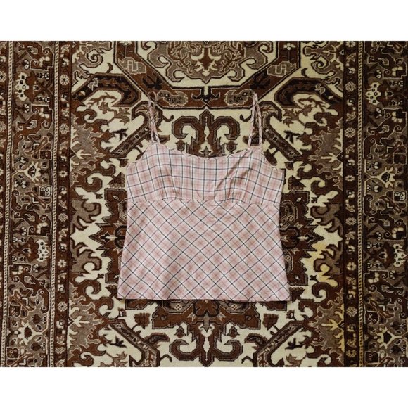 Dosa Pale Pink Grey Plaid Silk Cami Top sz 2 US M - Picture 3 of 4